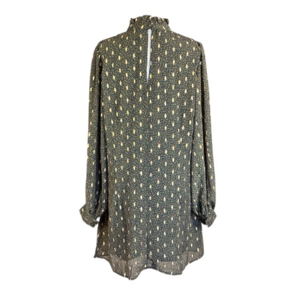 Smack Parlour Green Animal Print High Neck Gold Foil Accents Mini Dress, Size 1X - Picture 3 of 8